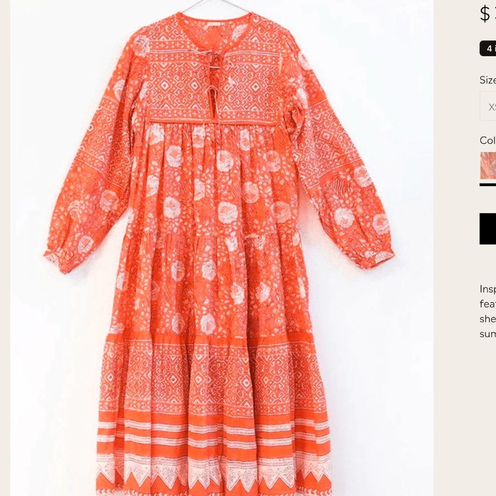 Yamini Booj Dress, Coral - M / LOTUS
